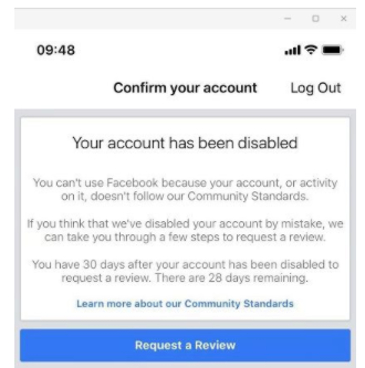 facebook账号停用